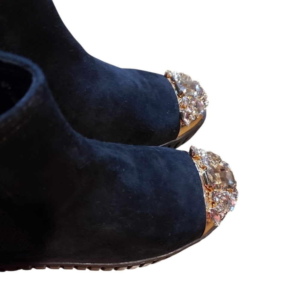Anthropologie Kristi Belle Black Suede Jeweled Boots 36 / 5.5 - Picture 3 of 6